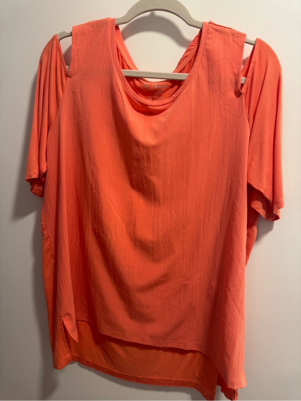 Chico's Coral Cold-Shoulder Short Sleeve Top